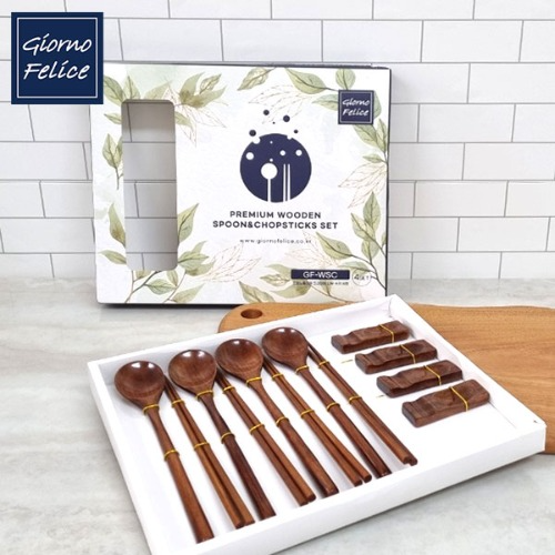 [Giorno Felice] Premium Lacquered Wooden Spoon and Chopstick Set for 4 (GF-WSC)